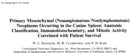 Primary Mesenchymal (Nonangiomatous:Nonlymphomatous) Neoplasms Occurring in the Canine Spleen: Anatomic Classification, Immunohistochemistry,and Mitotic Activity Correlated with Patient Survival.png